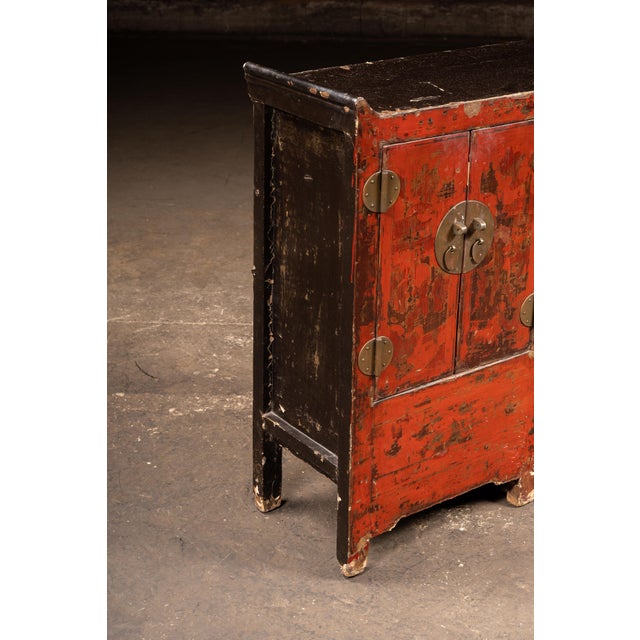 Antique Chinese Red Lacquer Cabinet With Hidden Compartment For Sale In Chicago - Image 6 of 14
