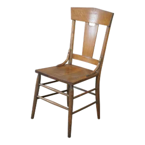 Late 19th Century Antique Murphy Quartersawn Oak Slat Back Side Accent Desk Dining Chair