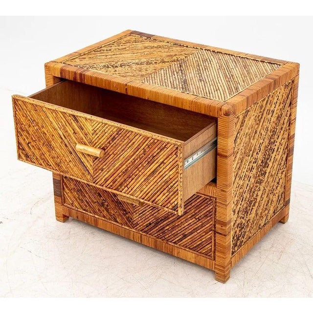 Transitional Vintage Italian Rattan Side Table For Sale - Image 3 of 6