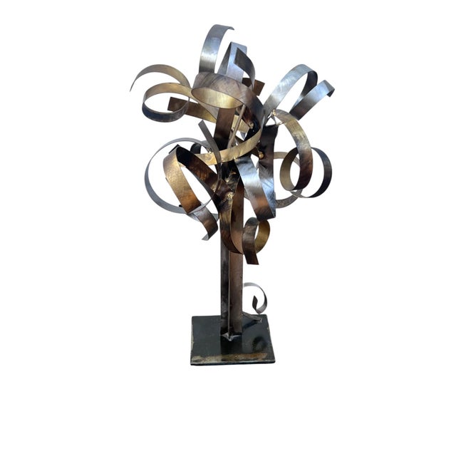 Abstract Signed Silas Seandel Abstract Mixed-Metal Ribbon Sculpture For Sale - Image 3 of 15