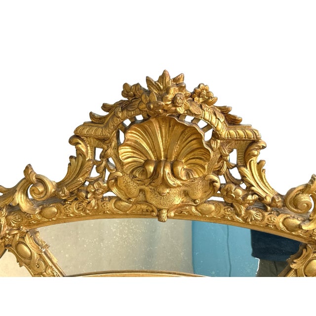 Large French Gilt Overmantle Mirror, 1860s For Sale - Image 9 of 12