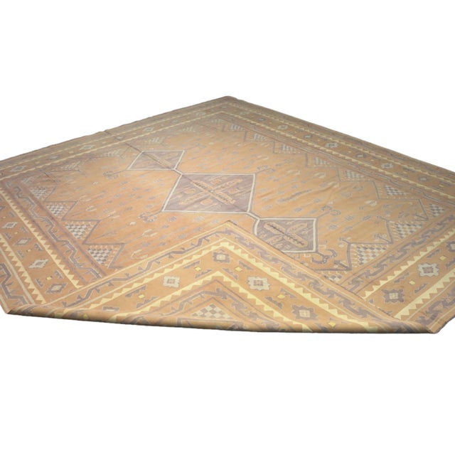 1950s Vintage Dhurrie Rug in Brown With Mauve Geometric Patterns, From Rug & Kilim For Sale - Image 5 of 5