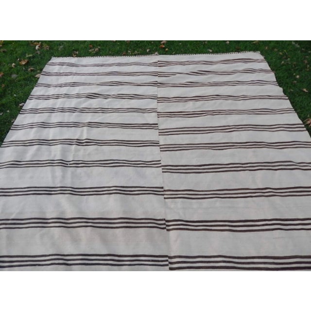 Vintage Striped Turkish Hemp Kilim Rug 9′2″ × 12′6″ For Sale - Image 4 of 13
