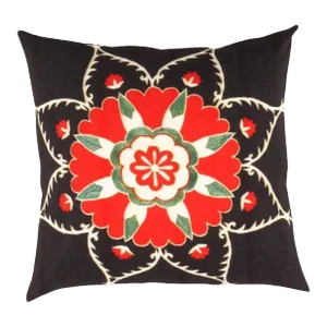 Black Color Suzani Turkish Pillow