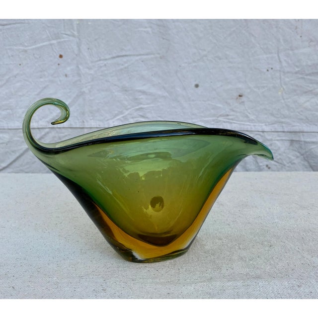 Vintage Hand-Blown Green Murano Bowl For Sale - Image 13 of 13