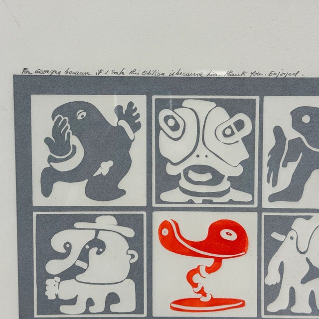 Jean Sariano Signed, Numbered & Dedicated Artist Proof Relief Print Artwork Depicting 12 Whimsical Characters For Sale - Image 4 of 9