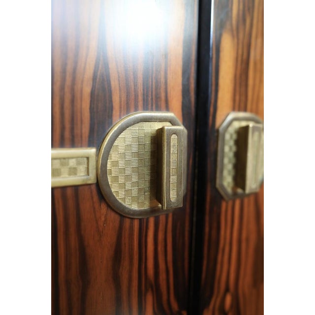 Brutalist Macassar Ebony and Brass Wardrobe by Adalberto Caraceni for Modernindustria, 1970s For Sale - Image 3 of 18