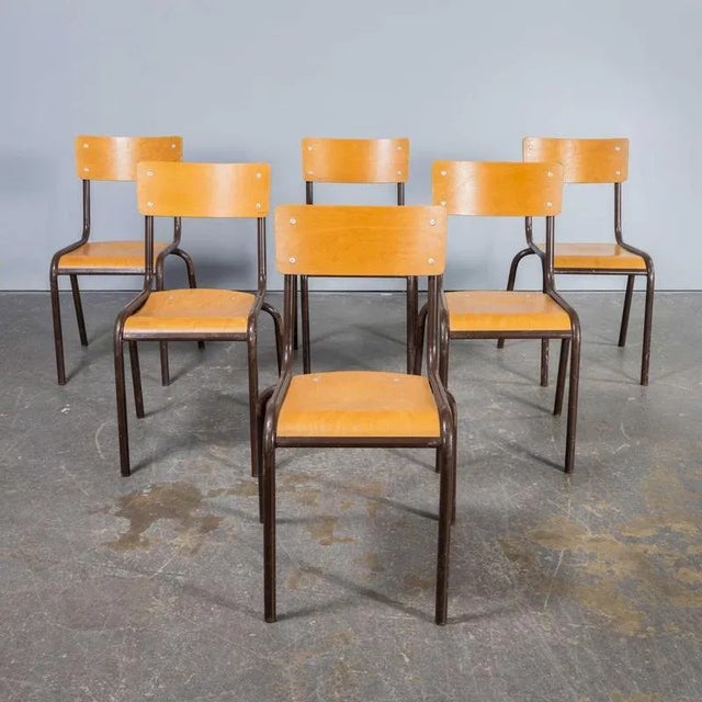 Brown French Mullca Stacking Dining Chair, 1960s For Sale - Image 8 of 9