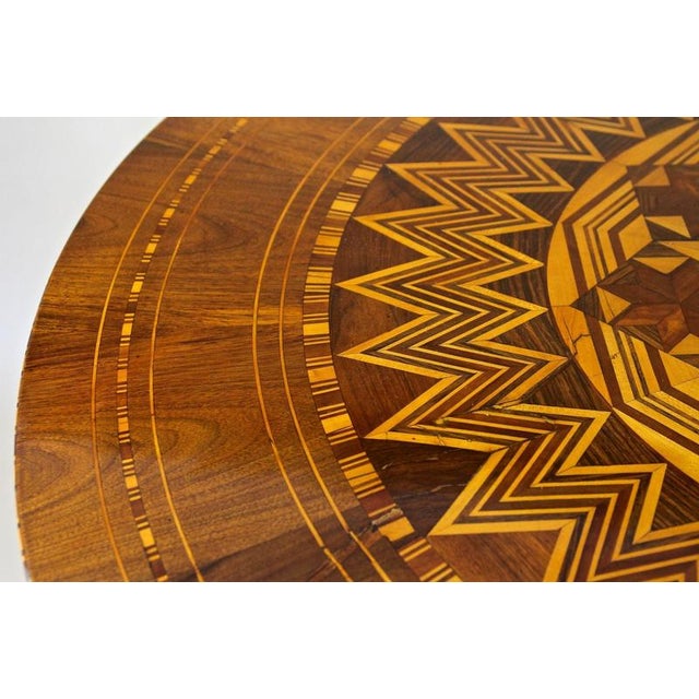 Antique Biedermeier Round Coffee Table with Marquetry Works, 1860 For Sale - Image 18 of 18
