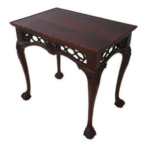 High Quality Ball & Claw Chippendale Mahogany Lamp or Tea Table