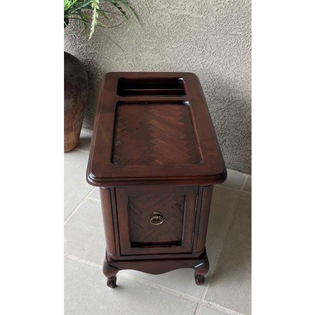 French Country Mid 20th-Century French Country-Style Mahogany Chairside/Bedside Cabinet & Media Storage Table For Sale - Image 3 of 18