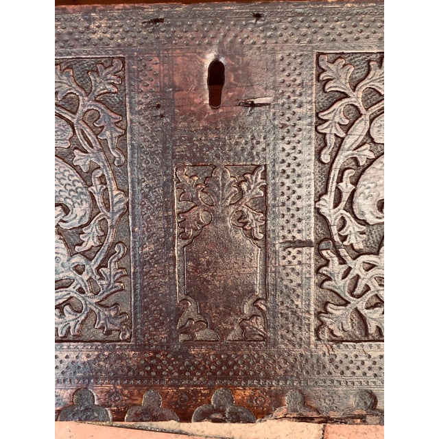 Farmhouse 19th C. Small Carved Wooden Coffer For Sale - Image 3 of 13
