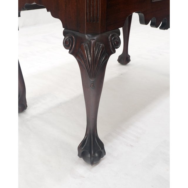 Chippendale Style Carved Mahogany Ball & Claw 4 Drawer Low Boy Dresser CLEAN! For Sale - Image 11 of 15