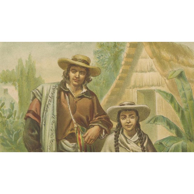 Gold Tomás Padró, Costume Plate of Peruvian Mestizos, Red Race, 1880, Print For Sale - Image 8 of 9