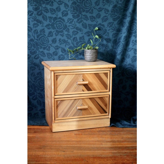 1980s Pencil Red Coastal Side Table With Drawers For Sale - Image 9 of 13