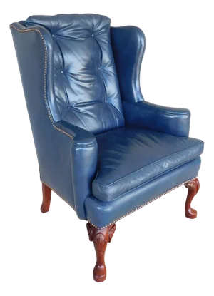 Vintage George I Style Leather Wingback Chair