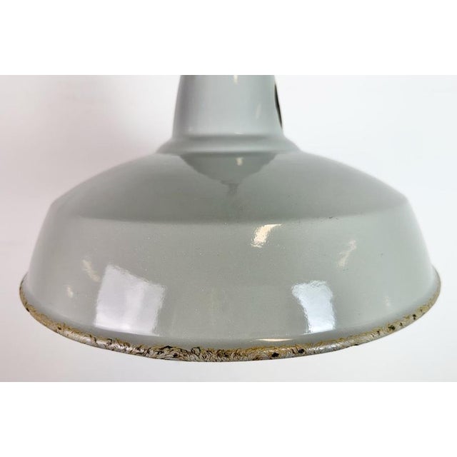 Industrial Grey Enamel Pendant Lamp from Thorlux, 1960s For Sale - Image 4 of 18