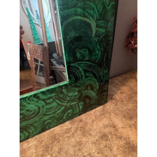 Irwin and Lane Faux Malachite Green Wall or Hall Mirror For Sale In New York - Image 6 of 7