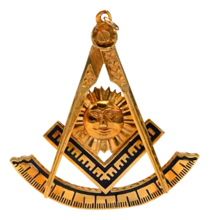 The Mason 32: Outstanding Antique Masonic Compass Pendant with Black Enamel