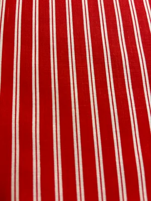5 3/4 Yards of Red and White Stripe Fabric.