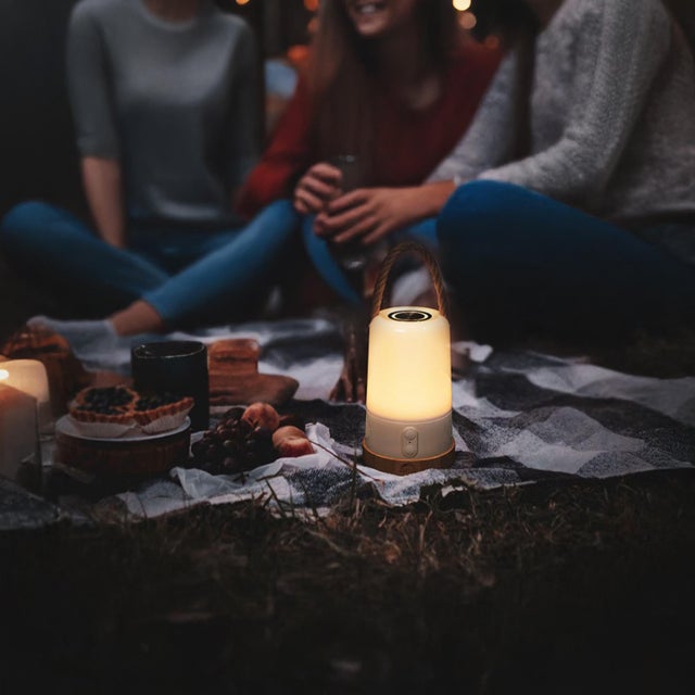 Groove+ Cordless LED Outdoor Table Lamp with Dimmer, Built-in Rechargeable Battery, 3-Level Brightness, Bluetooth Speaker / Color Changing, White For Sale - Image 4 of 11
