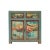 Wood Chinese Distressed Turquoise Blue Old Graphic Credenza Cabinet For Sale - Image 7 of 8