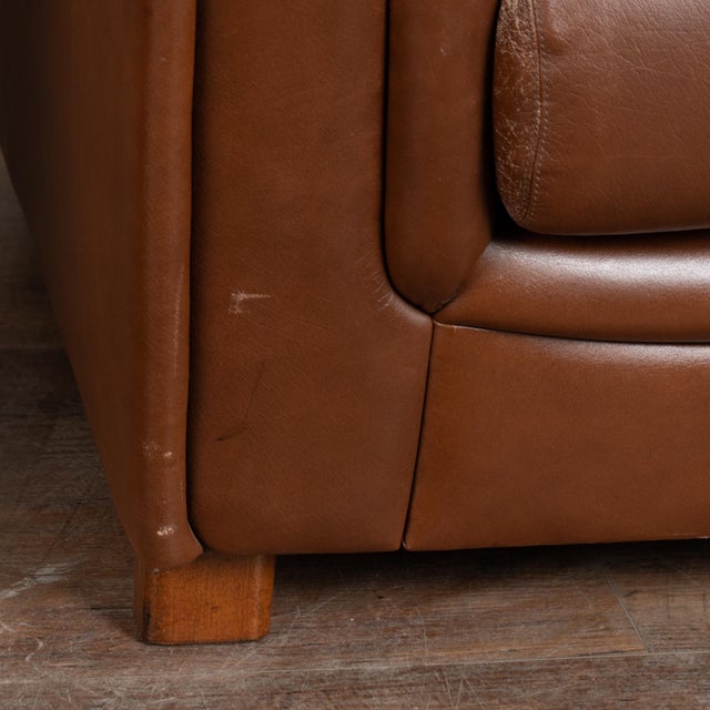 Pair of 20th Century English Brown Leather Club Chairs For Sale - Image 10 of 16