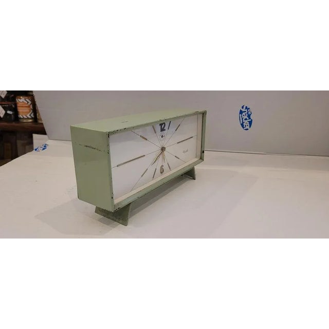 Rare Kienzle Germany watch in painted metal desk, modern 1960s design original and working with mechanical charge alarm...