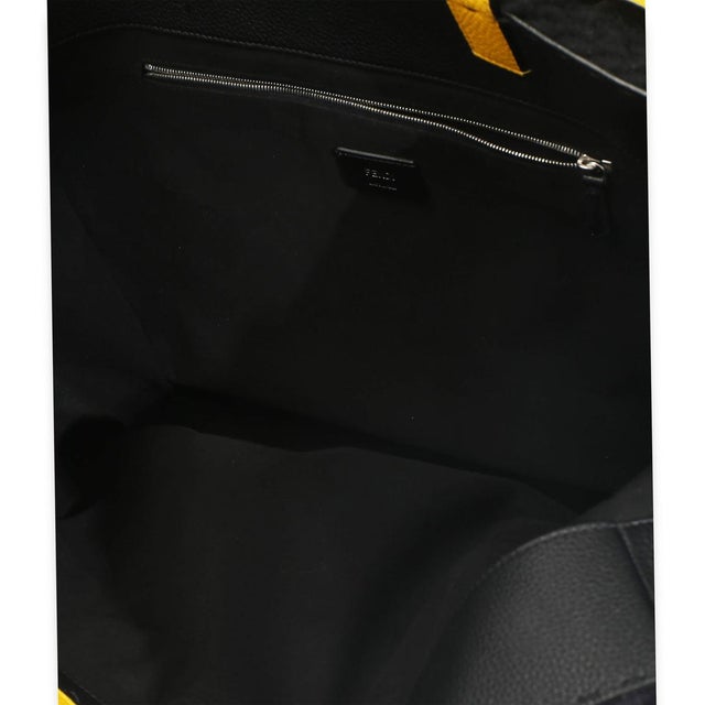 Black Yellow Black Wool Logo Tote For Sale - Image 8 of 8