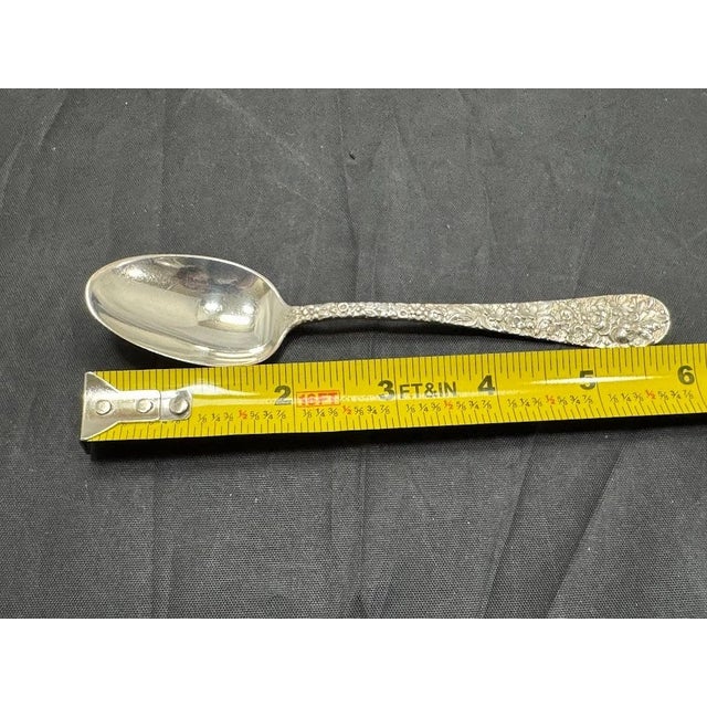 Antique Stieff Rose Sterling Silver 5.875" Flat Handle Teaspoons Set 12 Monogram For Sale - Image 12 of 12