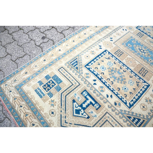 Vintage Geometric Turkish Wool Rug For Sale - Image 9 of 11