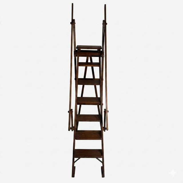 Modern Late 19th Century Magnificent Victorian Architectural a-Frame Ladder, Presentation & Showroom Display Model - 1 Piece For Sale - Image 3 of 12