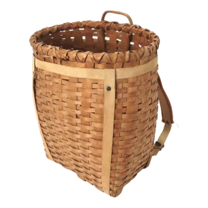 Unusual Vintage Small Childs Size Hand Woven Splint Backpack From Maine
