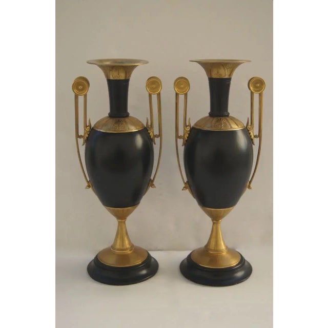 Bronze 19th Century Urns with Gilt Bronze Ormolu Mounts - A Pair For Sale - Image 8 of 9
