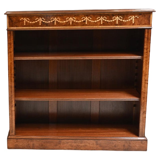 Regency Open Bookcase with Walnut Sheraton Inlay For Sale