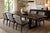 An elegant set of six Holly Hunt Studio H dining chairs featuring sculptural scoop-form silhouettes upholstered in supple...