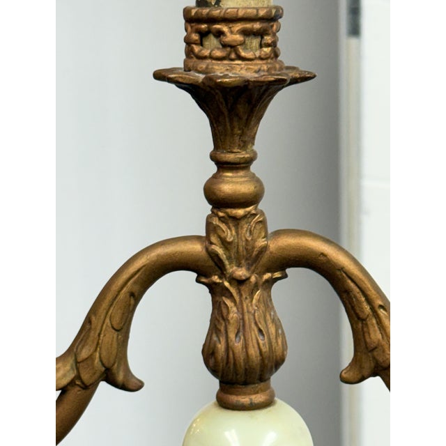 Alabaster Vintage Neoclassical Alabaster Three-Light Candelabra Table Lamp For Sale - Image 8 of 12