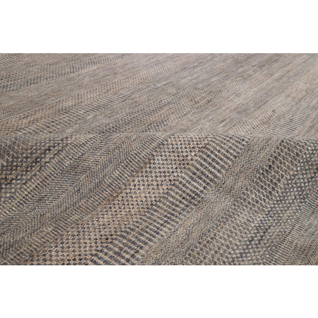 Modern Savannah Wool Rug Handmade in Brown With Geometric Pattern For Sale - Image 11 of 11