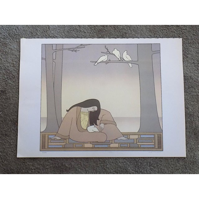 This vintage lithograph (offset) after the well listed U.S. artist Will Barnet (NY 1911-2012) depicts a young woman with...