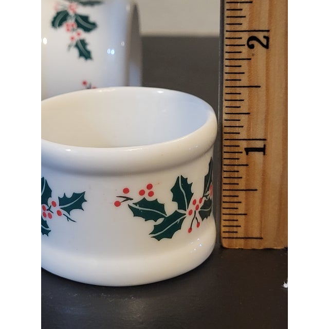 1970s Napkin Ring Holiday Holly Ribbon Set of 4 International Bone China Porcelain For Sale In San Francisco - Image 6 of 7
