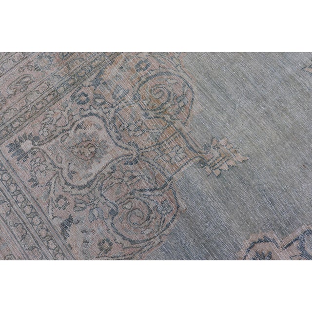 Antique Persian Khorassan Rug With Soft Blue and Taupe Allover Medallion 9'7 X 13 For Sale - Image 11 of 16