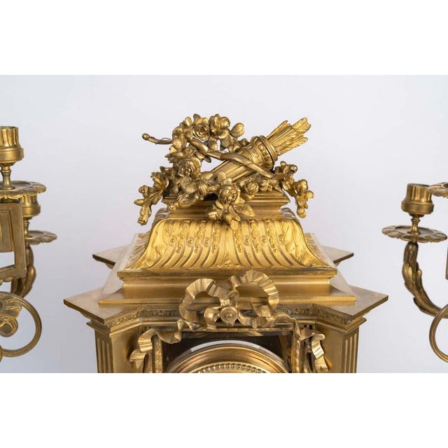 Napoleon III Gilded Bronze Mantelpiece Set, Set of 3 For Sale - Image 4 of 14
