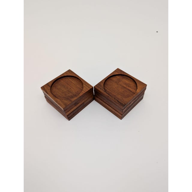 1960s Mid-Century Danish Modern Teak Coaster Set of 5 For Sale - Image 9 of 9