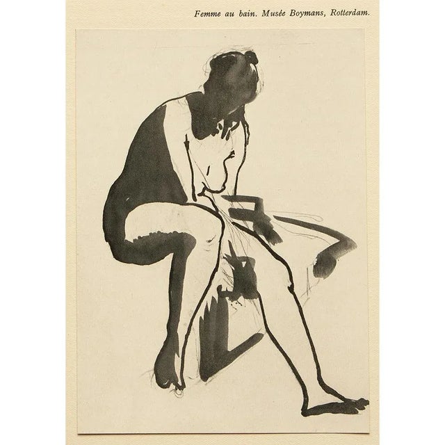 A rare small black and white print of drawing "Bather" by Edouard Manet. Comes from a First Limited Edition art folio...