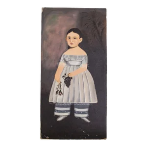 American Primitive School Reproduction Oil Painting | Portrait of a Girl