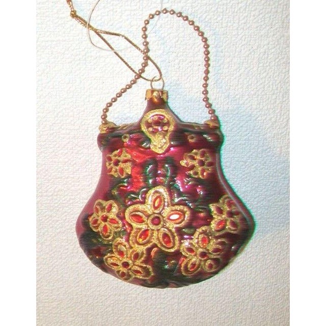 Victorian Victorian Style Purse Blown Glass Ornament For Sale - Image 3 of 3