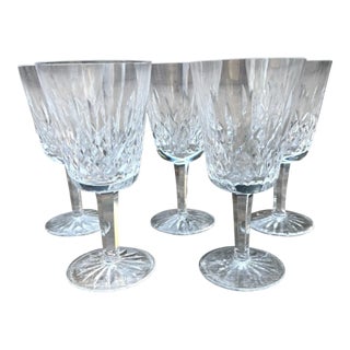 Late 20th CenturyWaterford Lismore Crystal Water Goblets Set of 5 Signe Ireland For Sale
