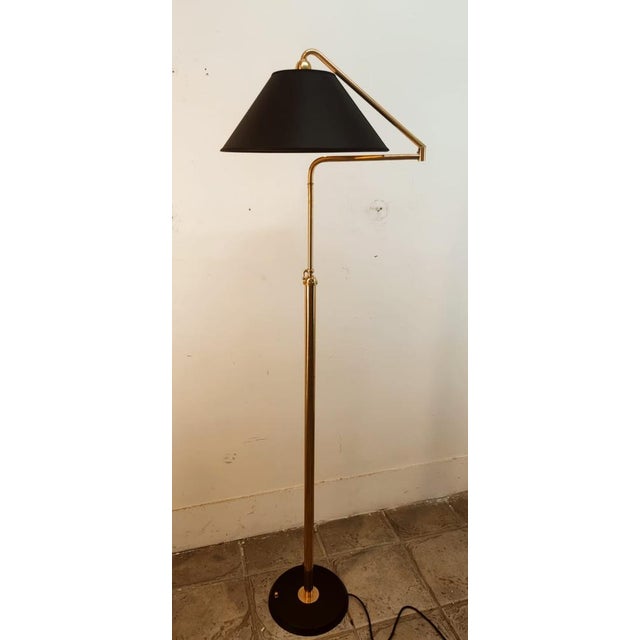 Black Height-Adjustable and Extendable Floor Lamp with Gold Lampshade For Sale - Image 8 of 18