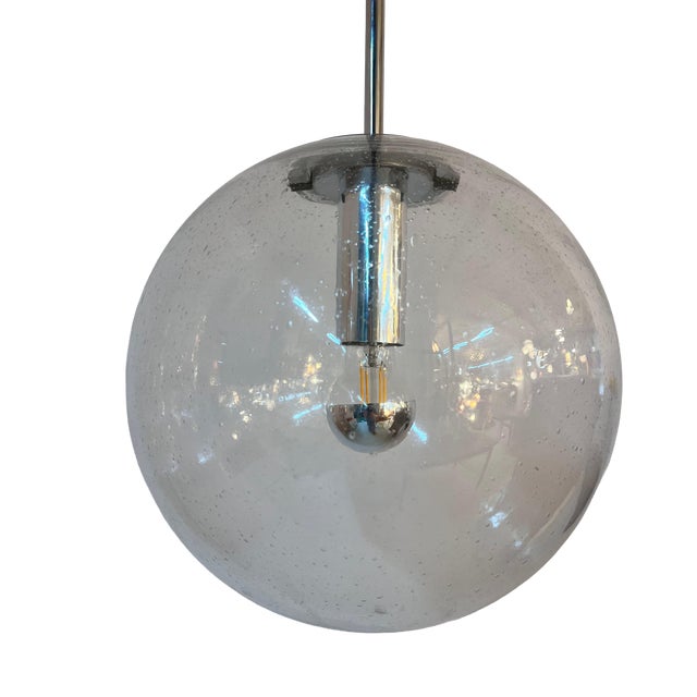 Glass and Chrome Globe Lamp from Glashütte Limburg For Sale
