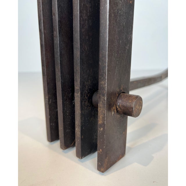 Modernist Steel Andirons. French Work. Circa 1970 - a Pair For Sale - Image 4 of 12
